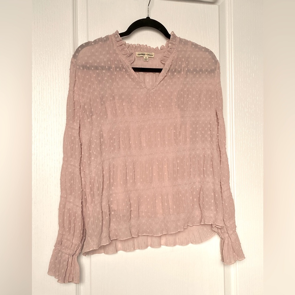 NWOT! Ladies size S pink cami and sheer swiss dotted blouse
